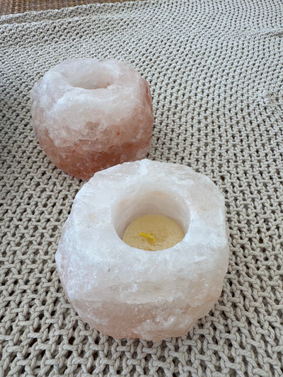 Himalayan Salt Tealight Candle Holder with Bees wax tealight