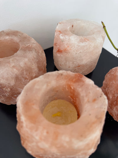 Himalayan Salt Tealight Candle Holder with Bees wax tealight