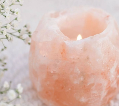 Himalayan Salt Tealight Candle Holder with Bees wax tealight