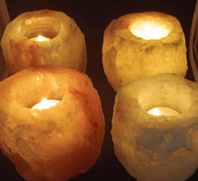 Himalayan Salt Tealight Candle Holder with Bees wax tealight