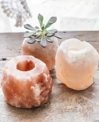 Himalayan Salt Tealight Candle Holder with Bees wax tealight